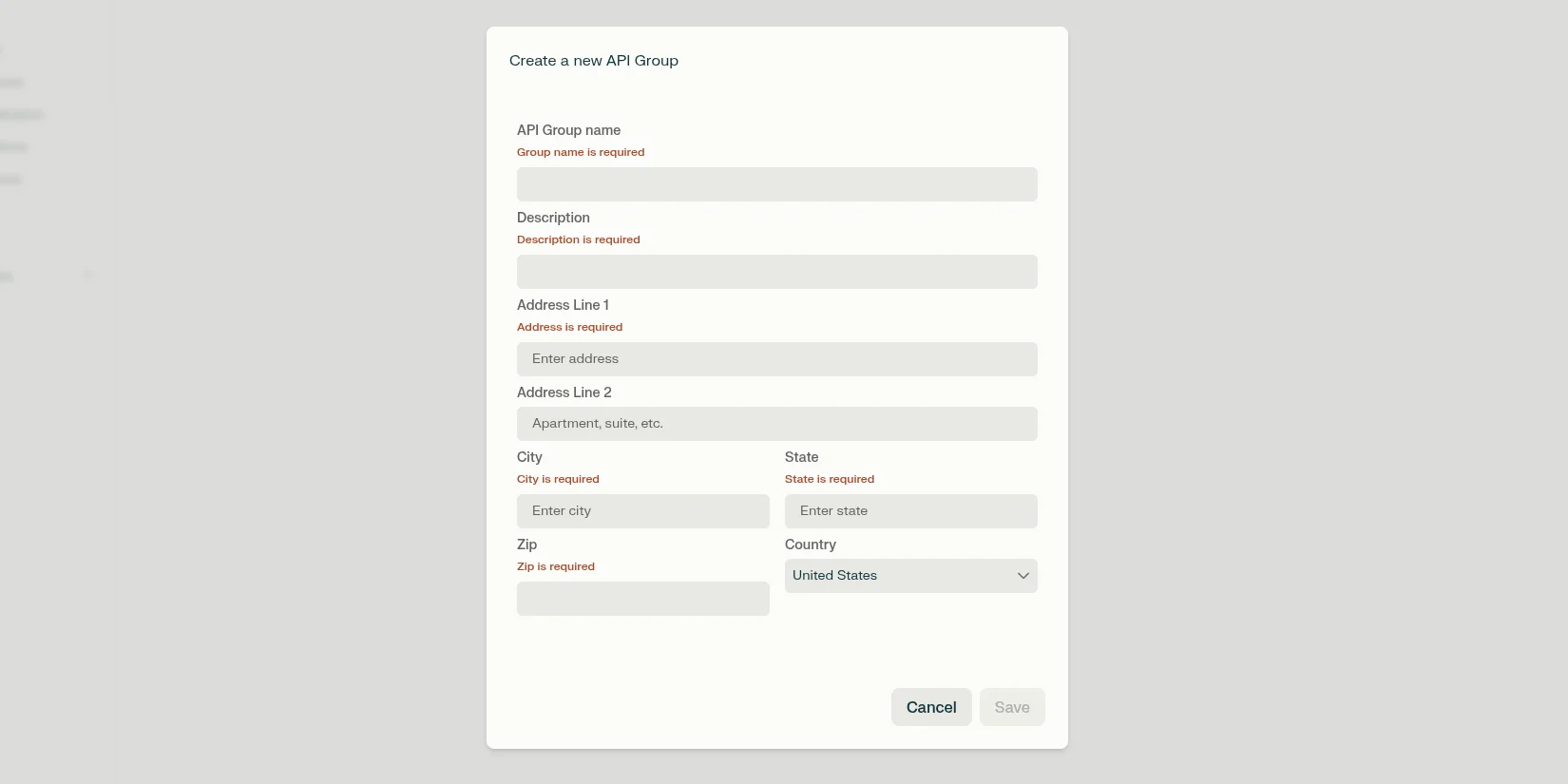 Создание группы API