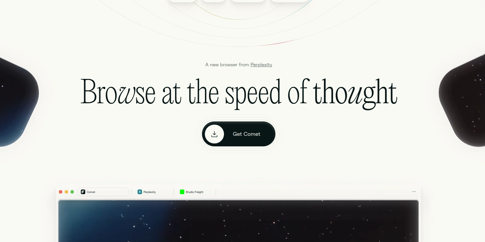 Главная страница Perplexity Comet