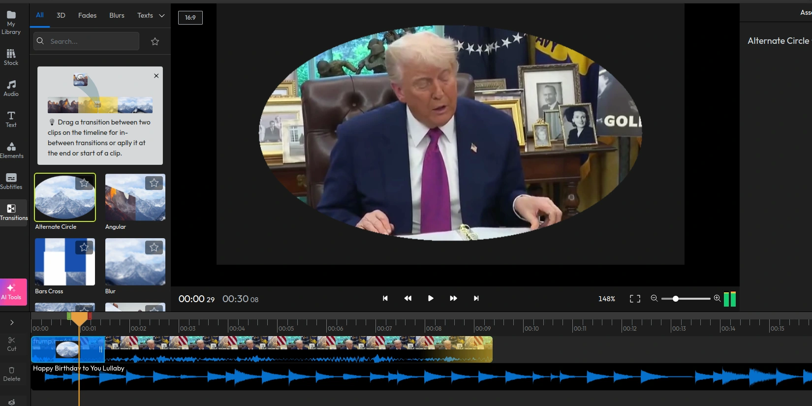 Добавление переходов к видеопоздравлению, сгенерированному нейросетью