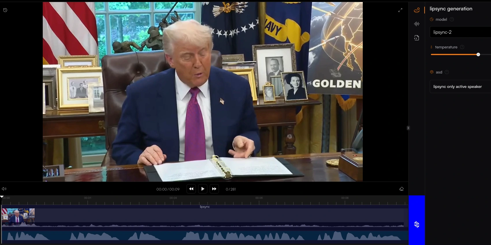 Процесс создания видеопоздравления от Трампа с помощью ИИ