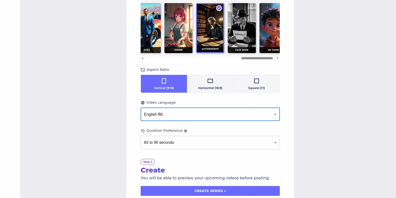 Создание серии шортсов в Autoshorts