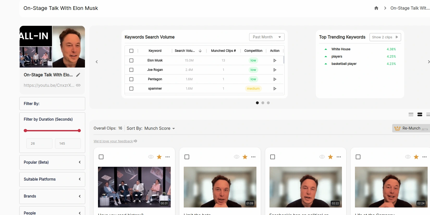 Нейросеть Munch выполняет автоматическую нарезку видео на фрагменты