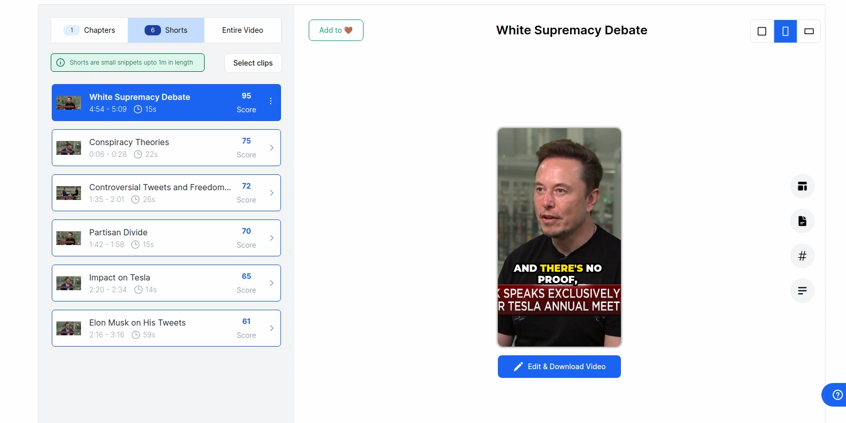 Нейросеть нарезает видео на Reels, Shorts и TikTok