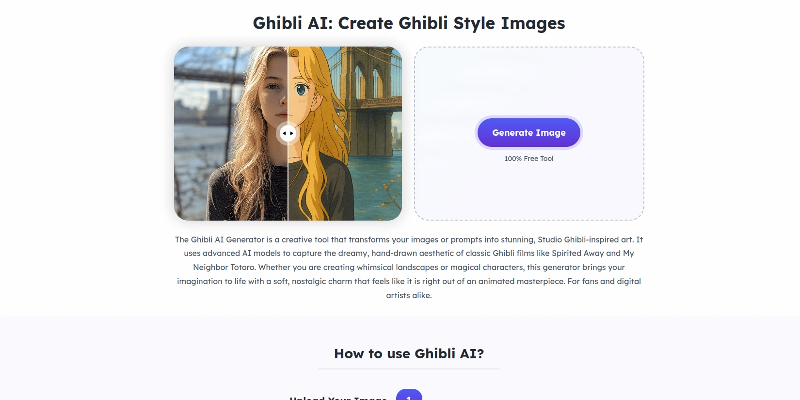 Главная страница сервиса Ghibli Org