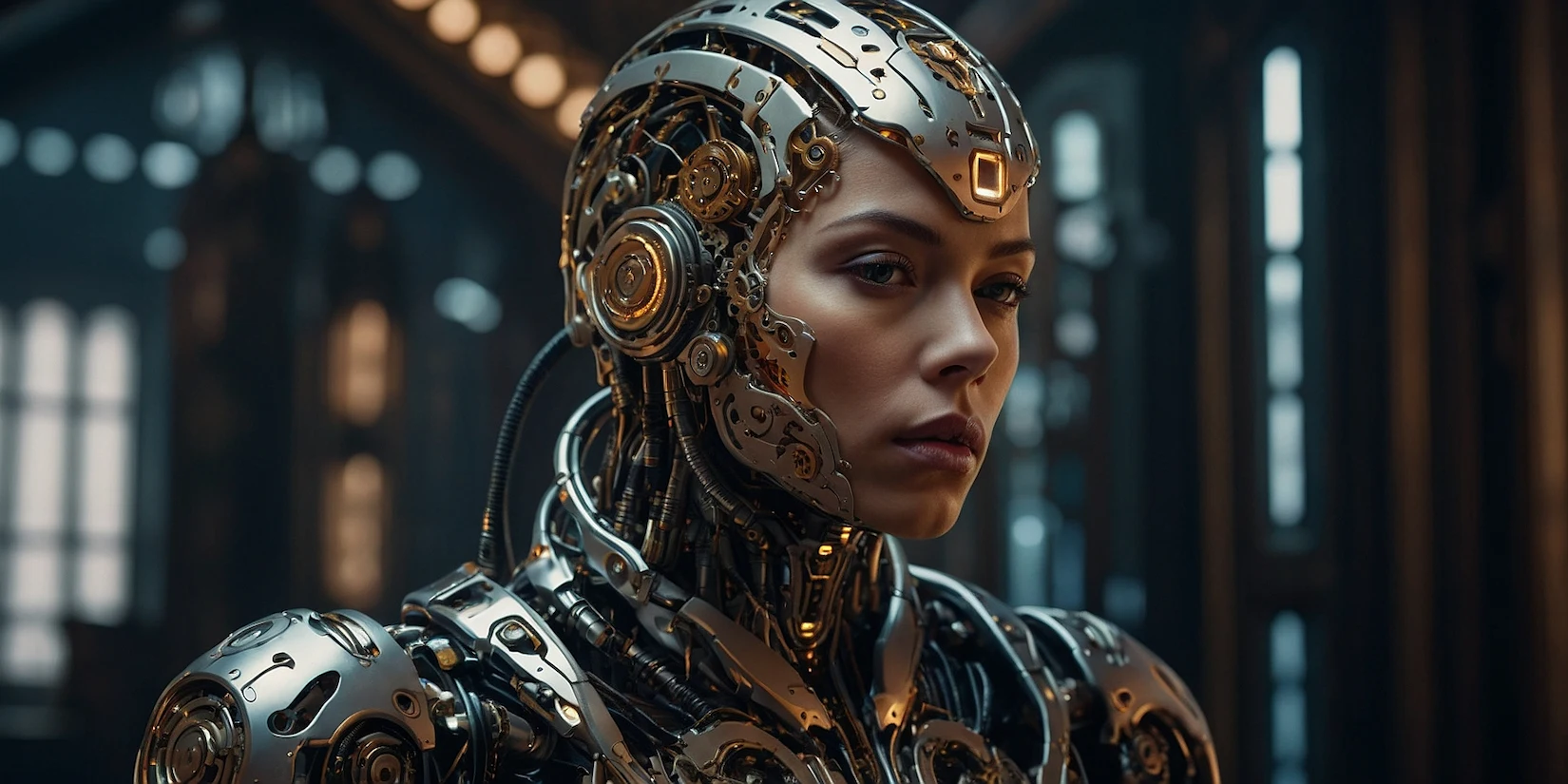 Изображение киборга, сгенерированное нейросетью в Leonardo AI