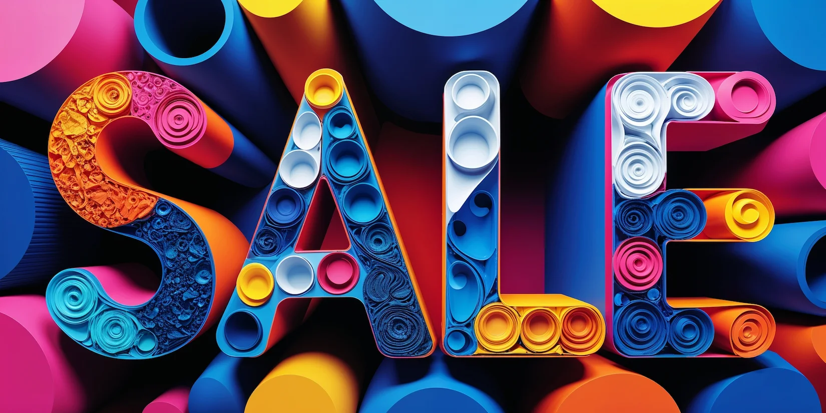 Нейросеть создала яркую цифровую иллюстрацию со словом "SALE"