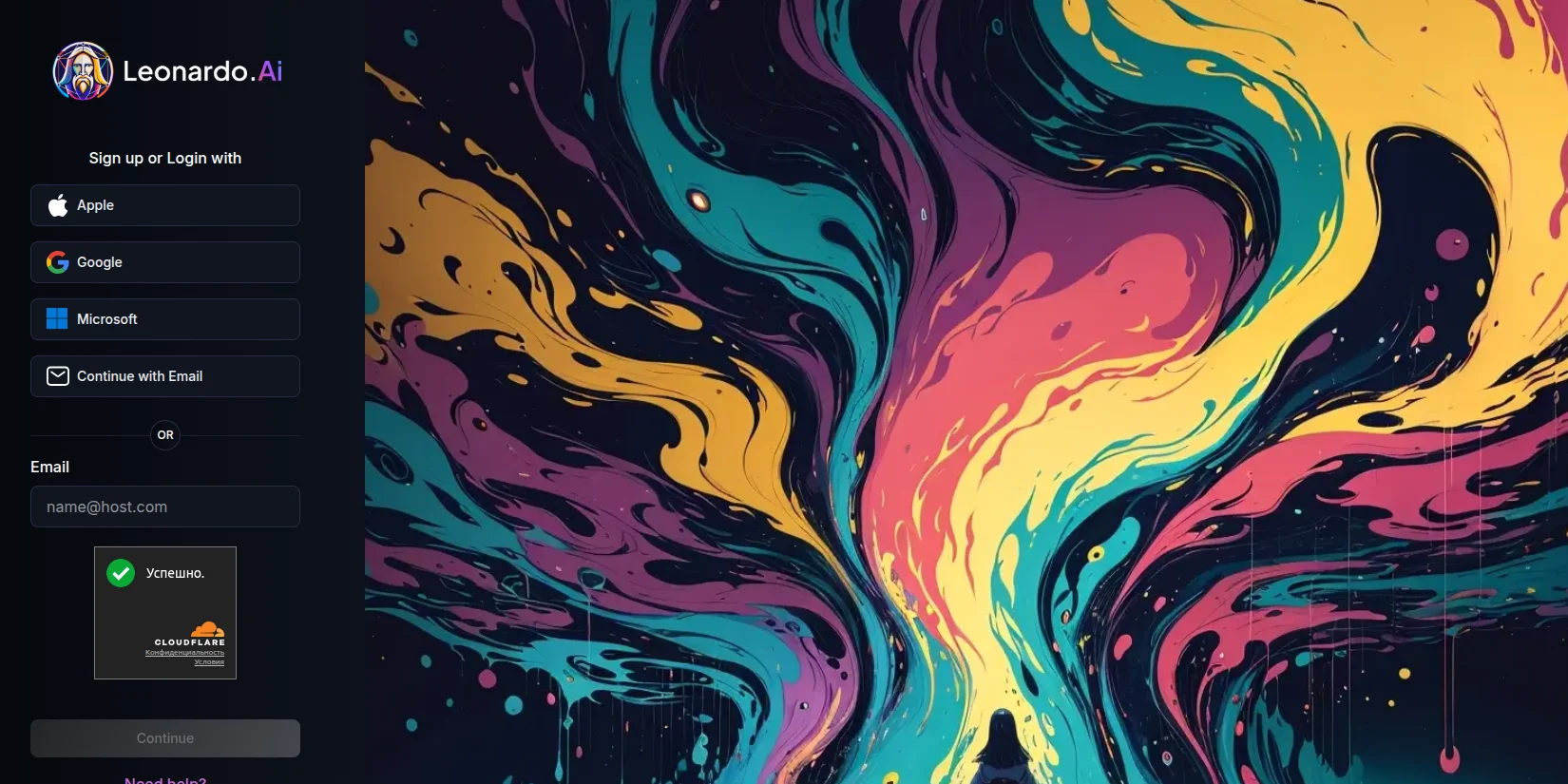 Процесс регистрации в Leonardo AI на ПК