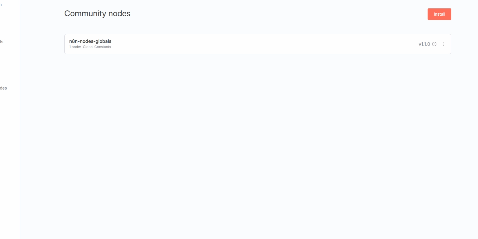 Страница с установленными узлами в self-hosted n8n