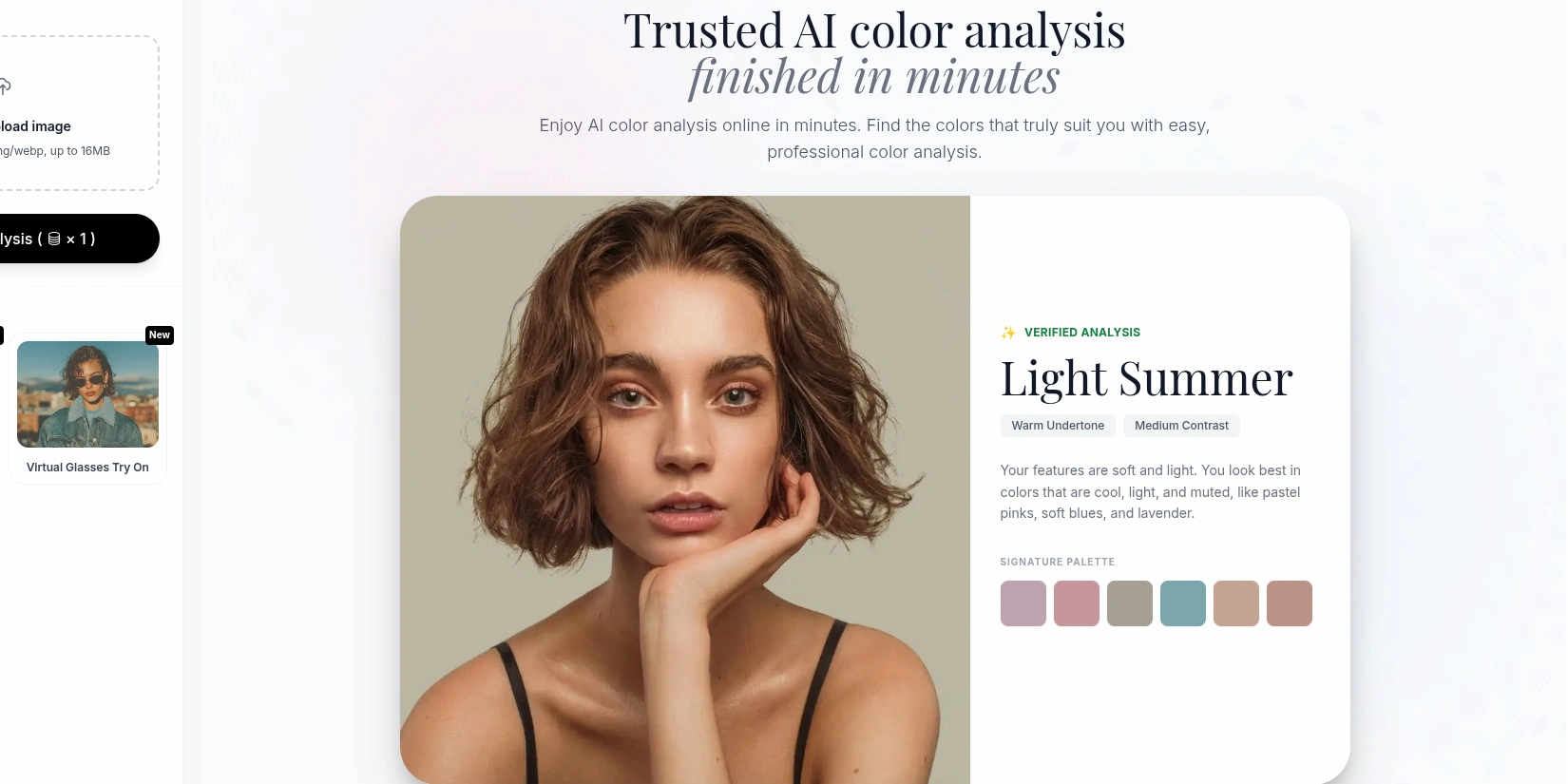 Скриншот ИИ-сервиса AI Color Analysis