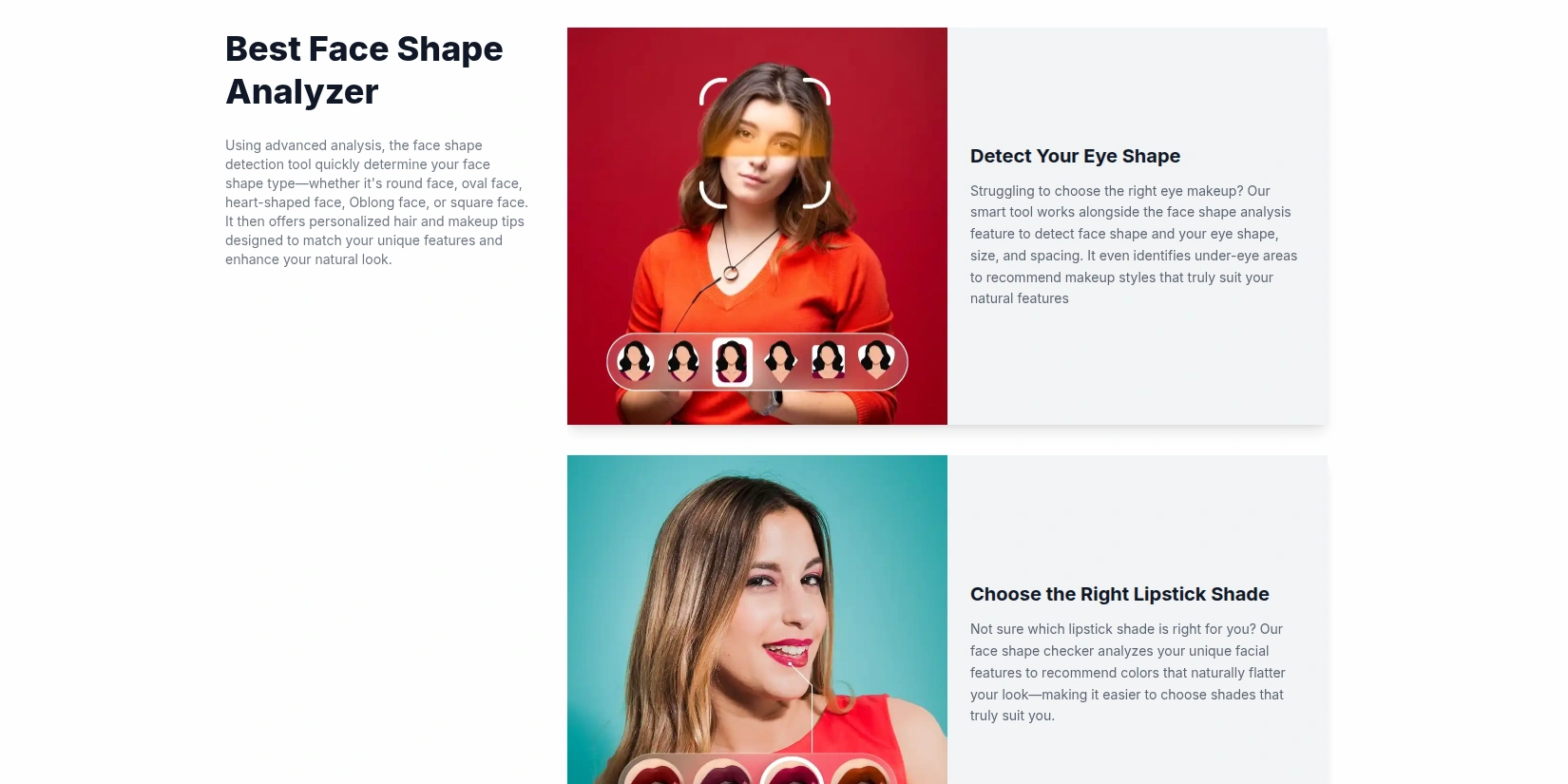 Скриншот ИИ-сервиса  AI Face Shape Detector