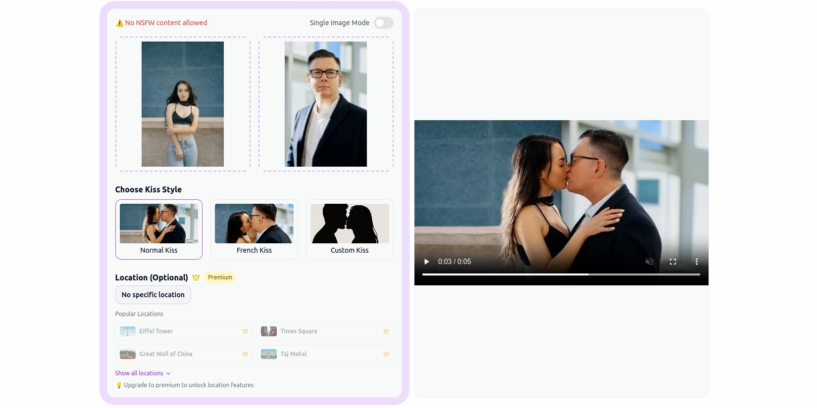 AI Kissing Video Generator