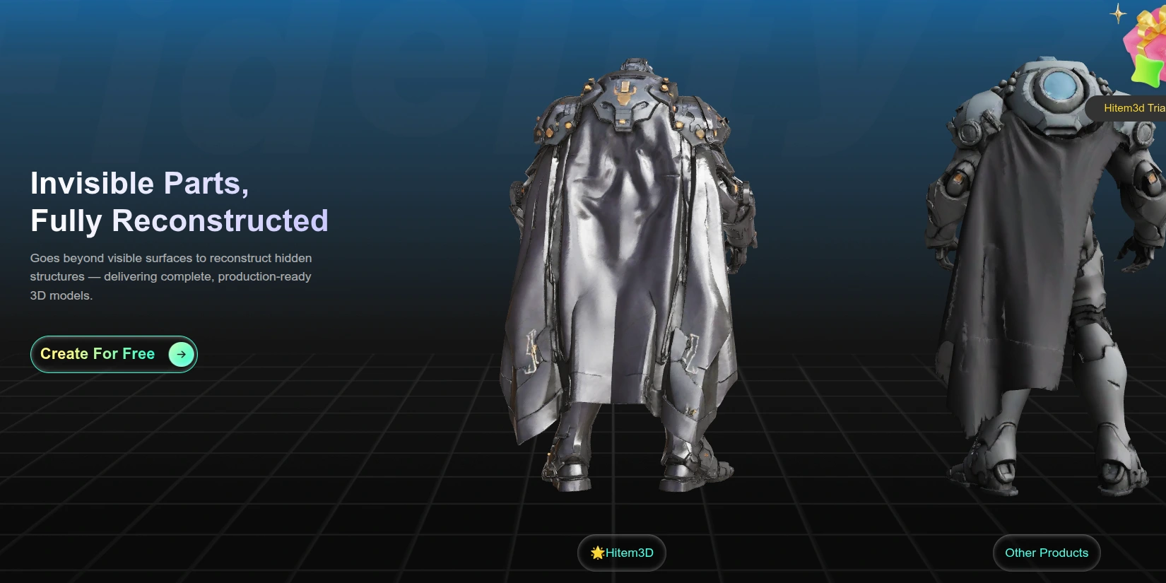 Скриншот ИИ-сервиса Hitem3D