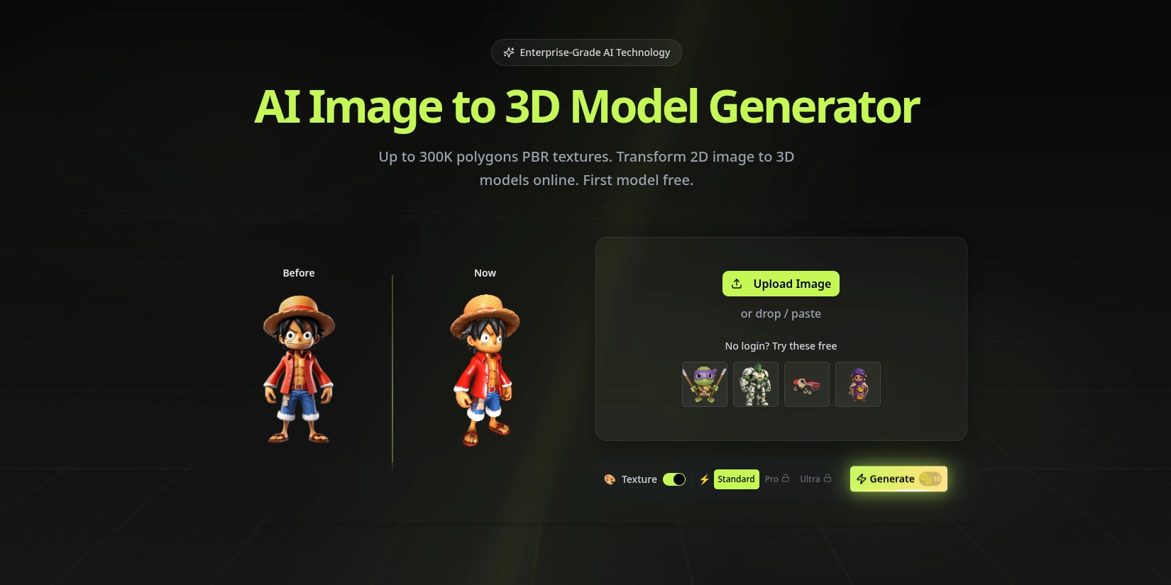 Скриншот ИИ-сервиса Modelfy 3D