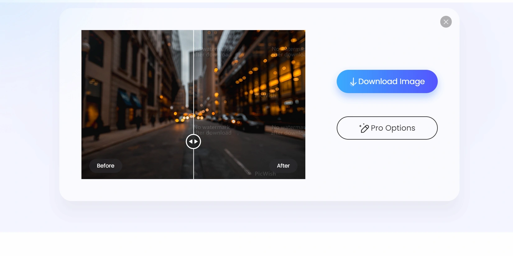 Скриншот ИИ-сервиса PicWish Unblur