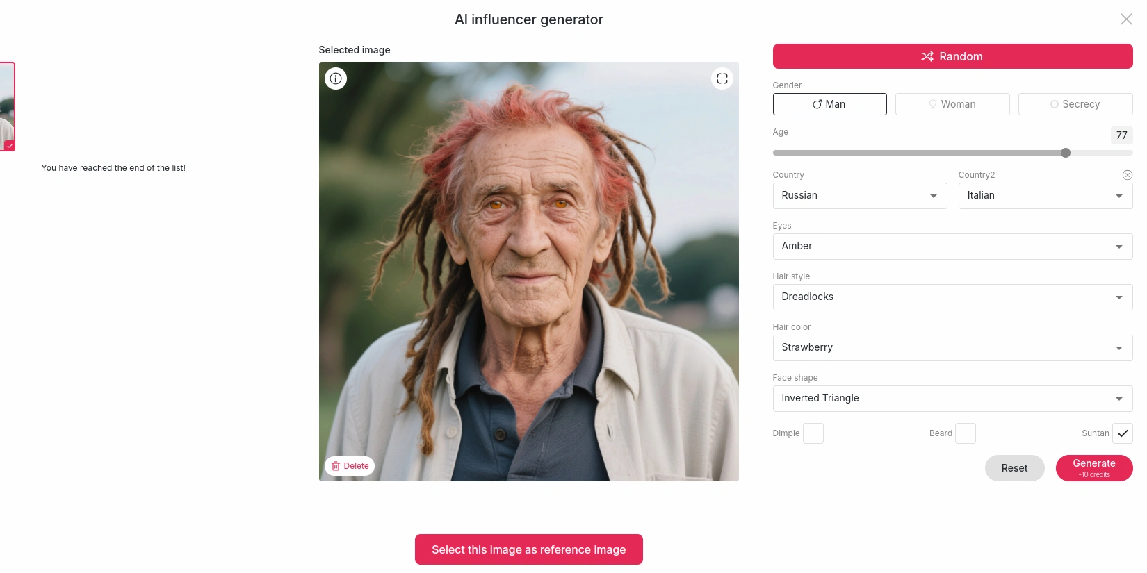 Настройка параметров блогера в нейросети APOB AI