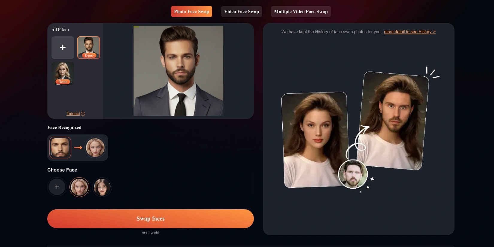 Замена лица на фото с помощью нейросети Beauty AI