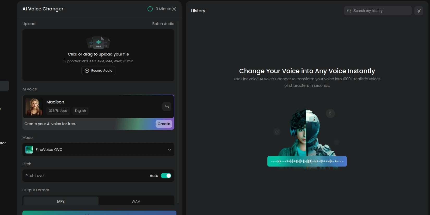 Изменение голоса с помощью нейросети FineVoice