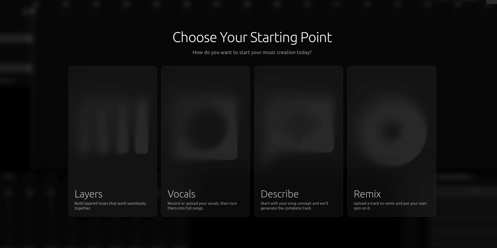 Выбор способа генерации песни в Mozart AI