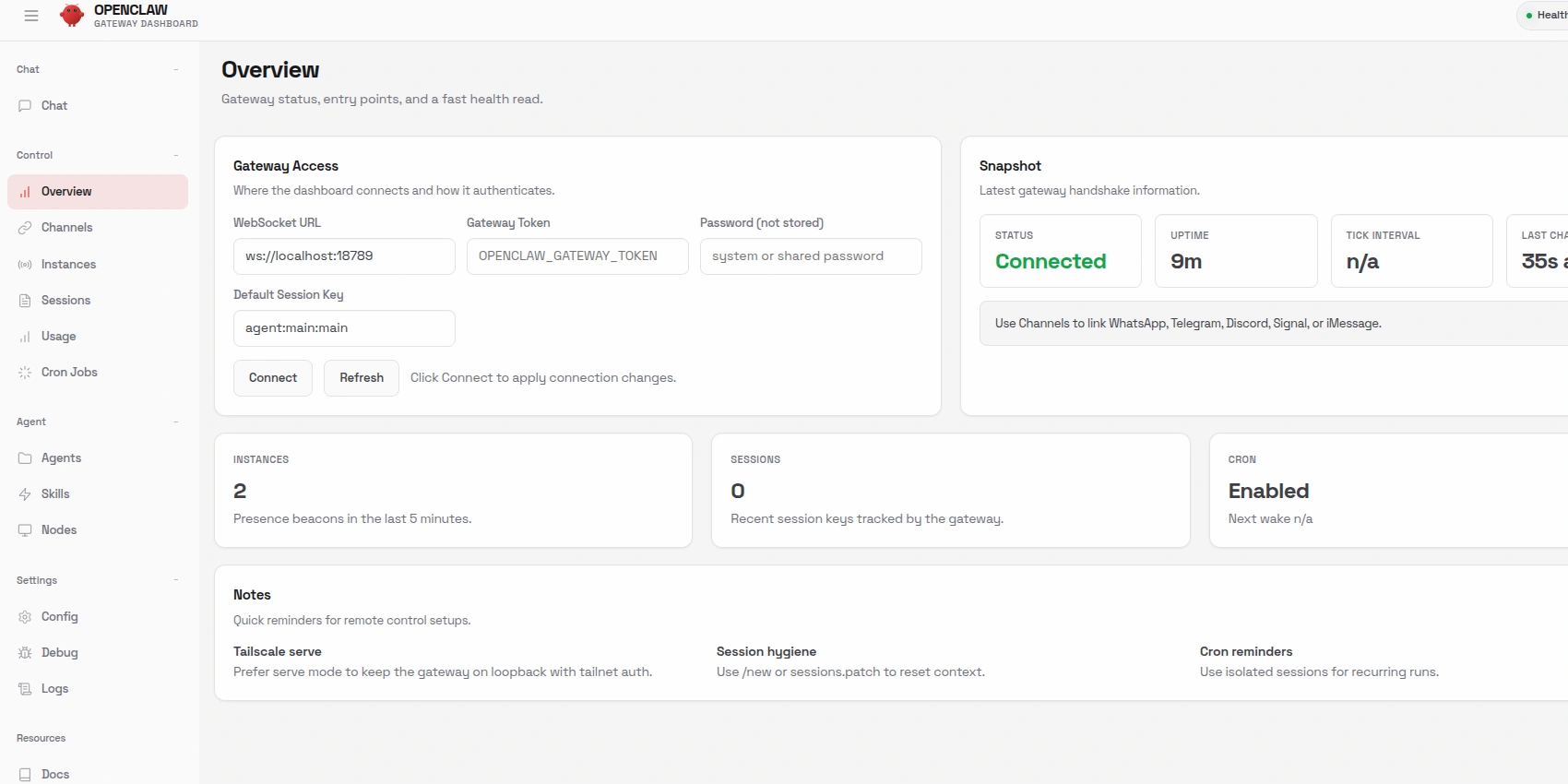Веб-интерфейс OpenClaw