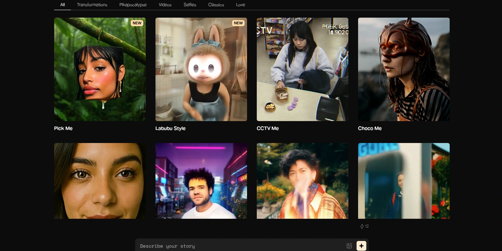 Коллекция спецэффектов в Pika art