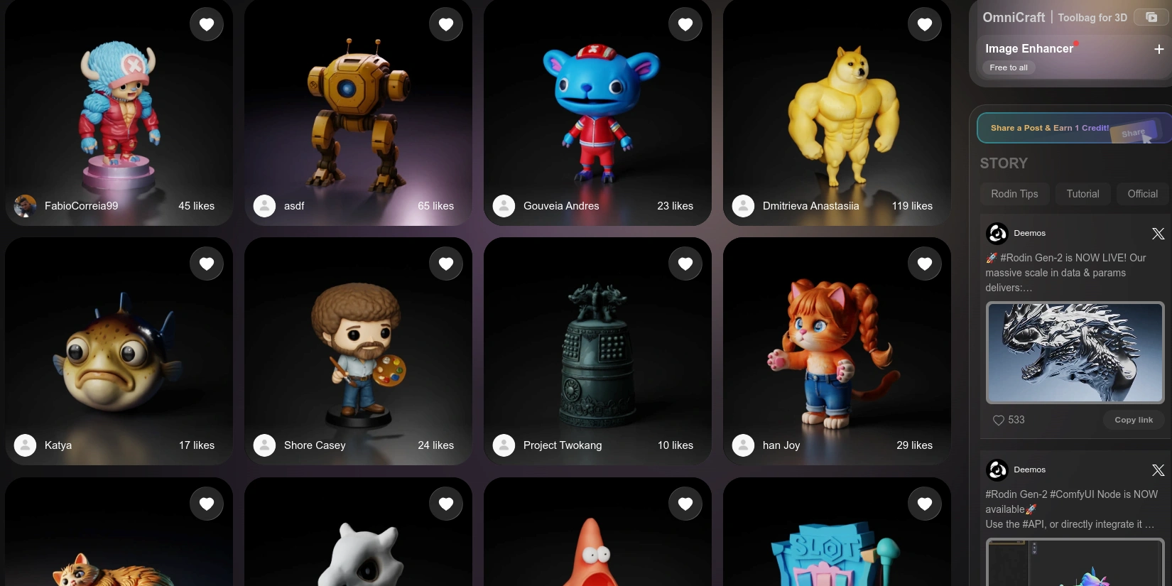 Коллекция 3D-моделей в Rodin AI