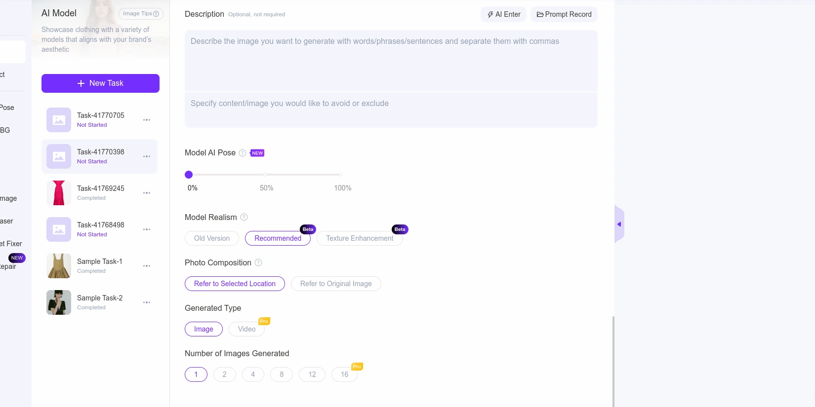 Выбор виртуальной модели для примерки одежды в WeShop AI