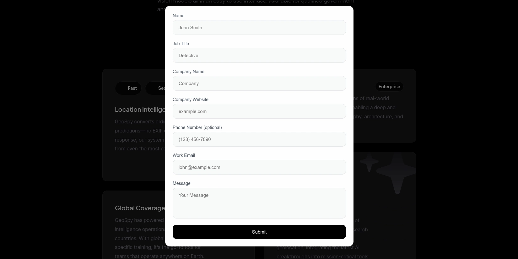 Отправка сообщения менеджеру по продажам сервиса GeoSpy AI